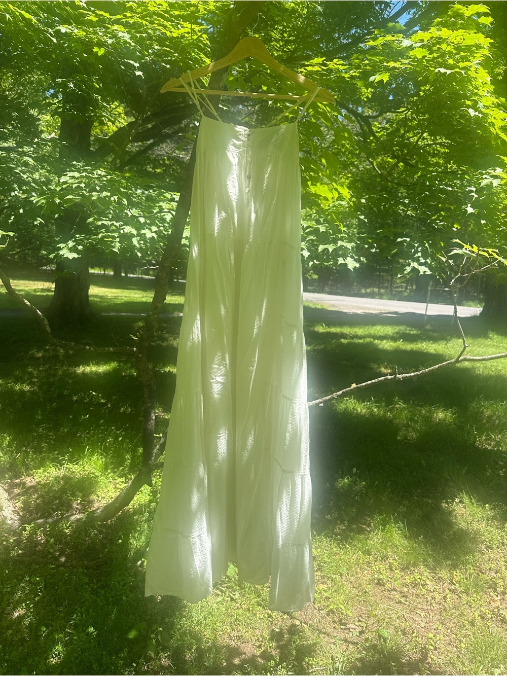 Free People Light Cream Tiered Maxi Slip Dress